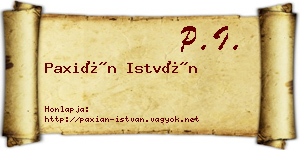 Paxián István névjegykártya